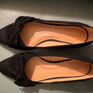 Talbots Black Cloth Flats with Bow Accent